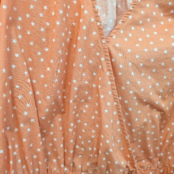 Madewell Peach/Coral Cotton Wrap Top Star Design sz XXS Preppy 4th Of July - Picture 9 of 13